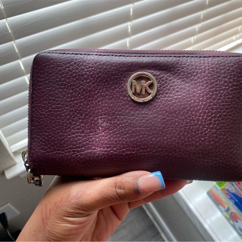 Michael Kors Purple Pebbled Leather Wallet